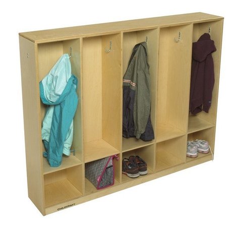CHILDCRAFT Coat Locker, 5 Sections, 53-3/4 x 9-5/8 x 42 Inches 2561
